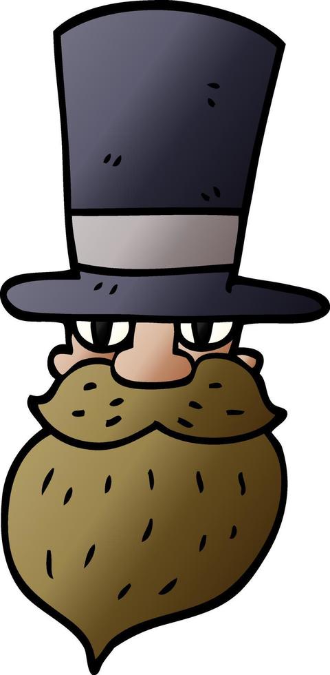 cartoon doodle man in top hat vector