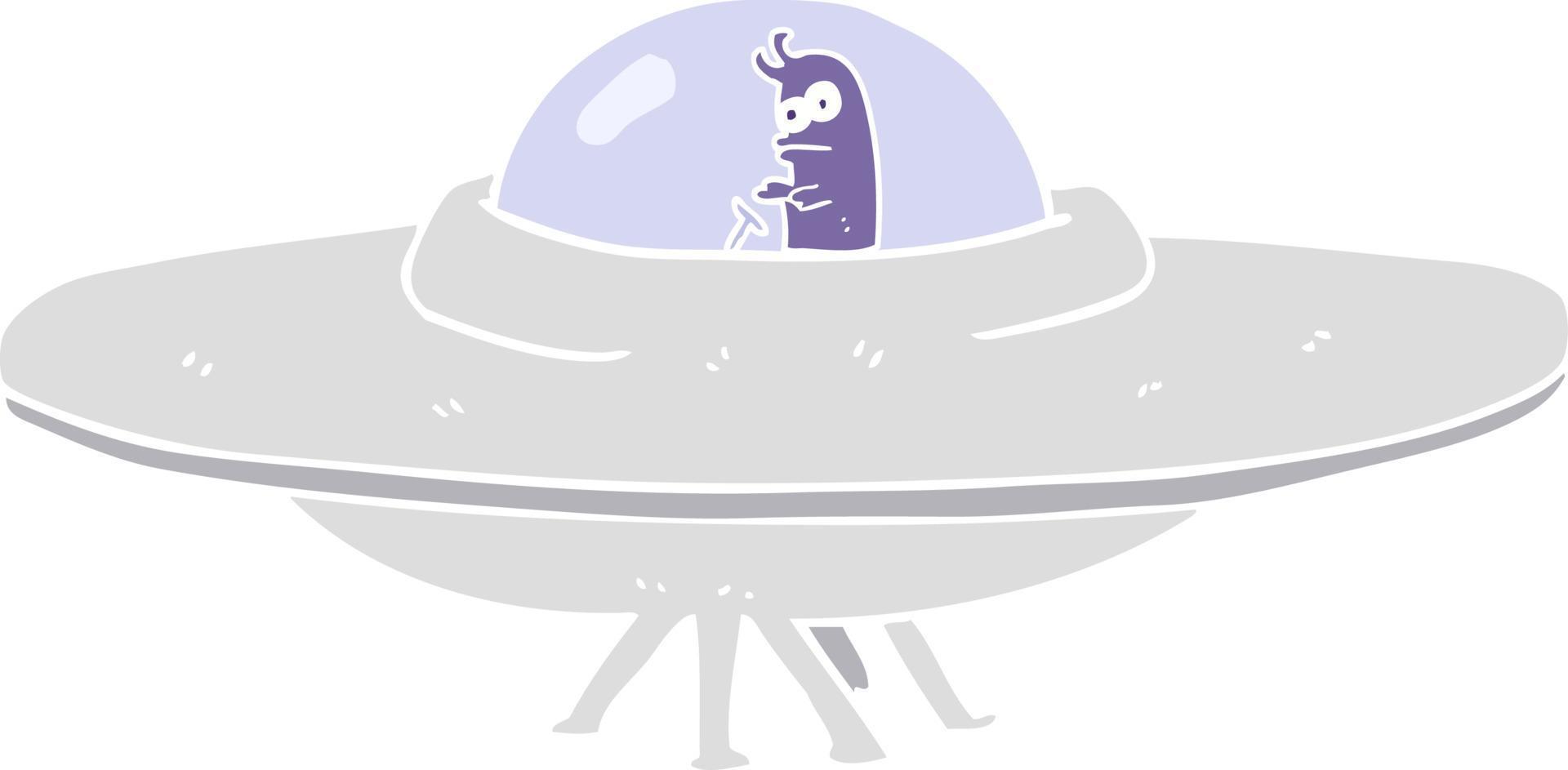 flat color illustration of a cartoon flying saucer vector