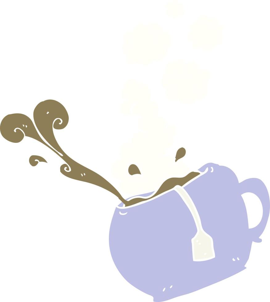 flat color illustration of a cartoon cup of tea vector