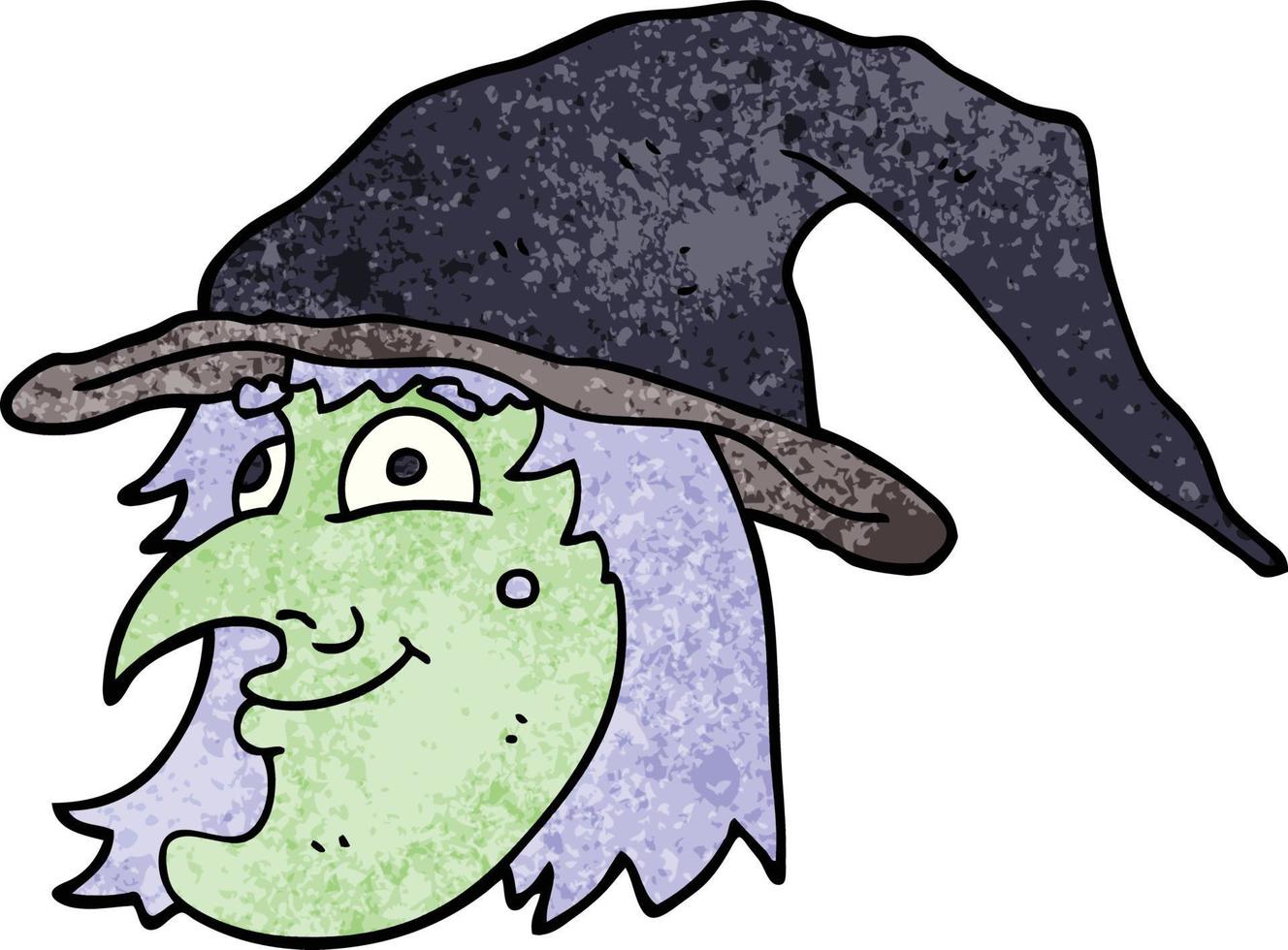 cartoon doodle witch face vector