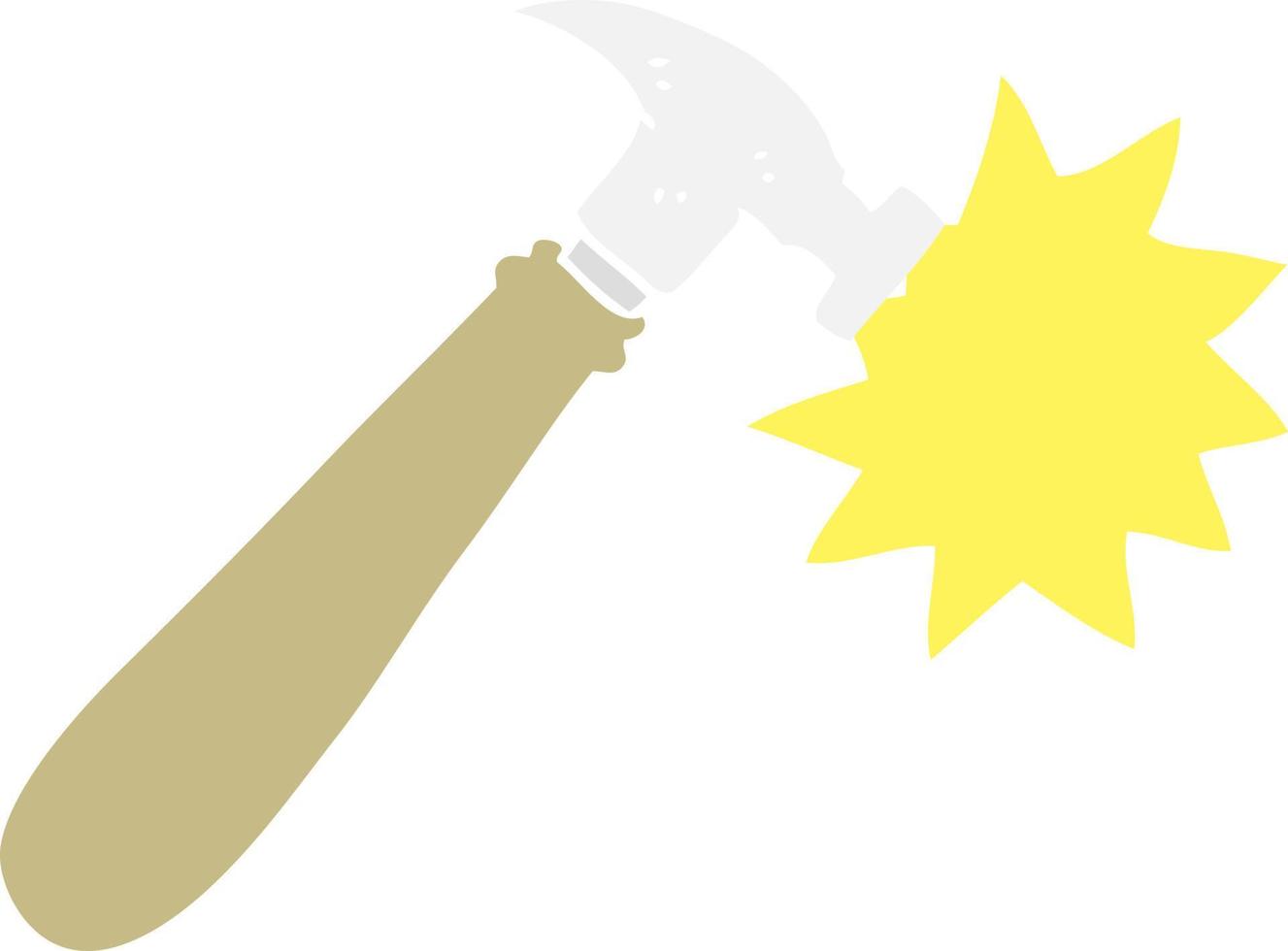 flat color illustration of a cartoon hammer vector