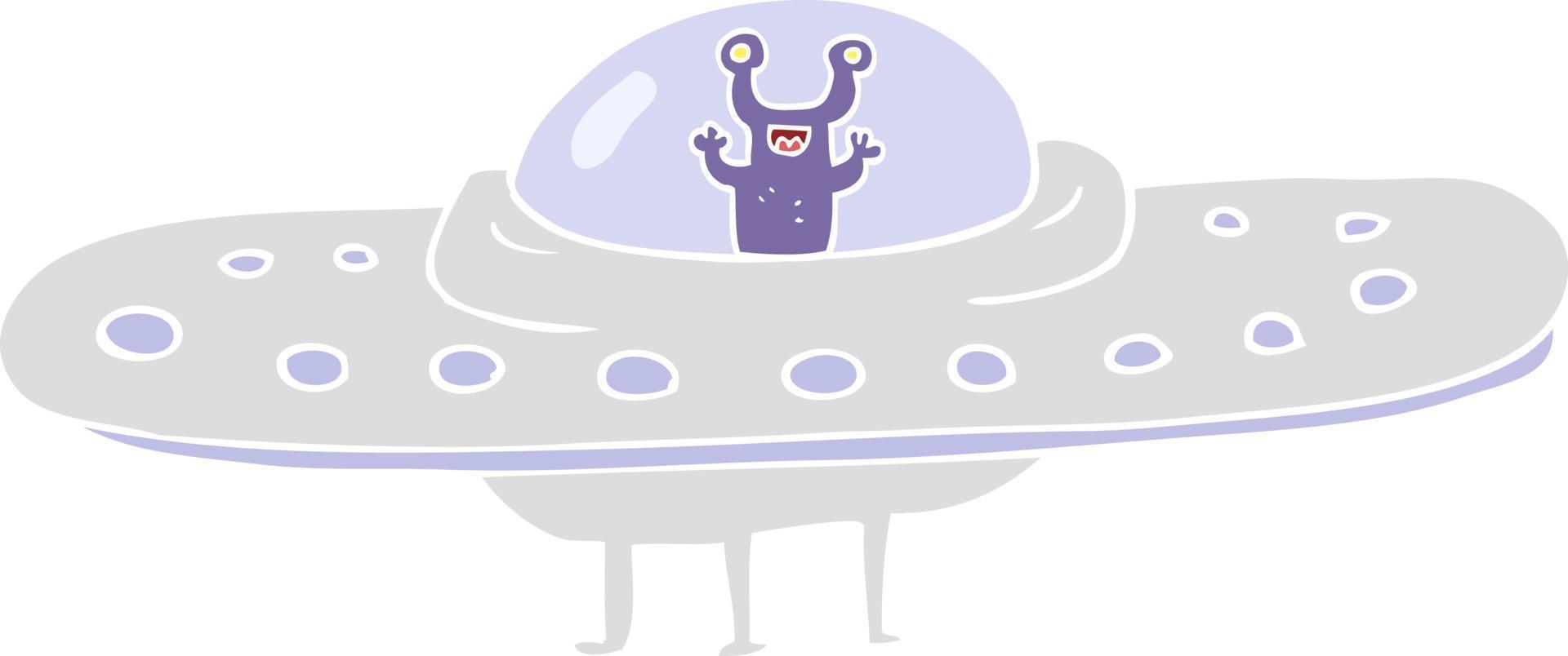 flat color illustration of a cartoon flying saucer vector