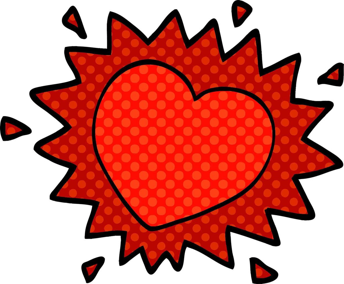 cartoon doodle flaming heart vector