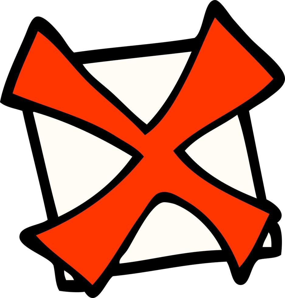 cartoon doodle cross mark vector