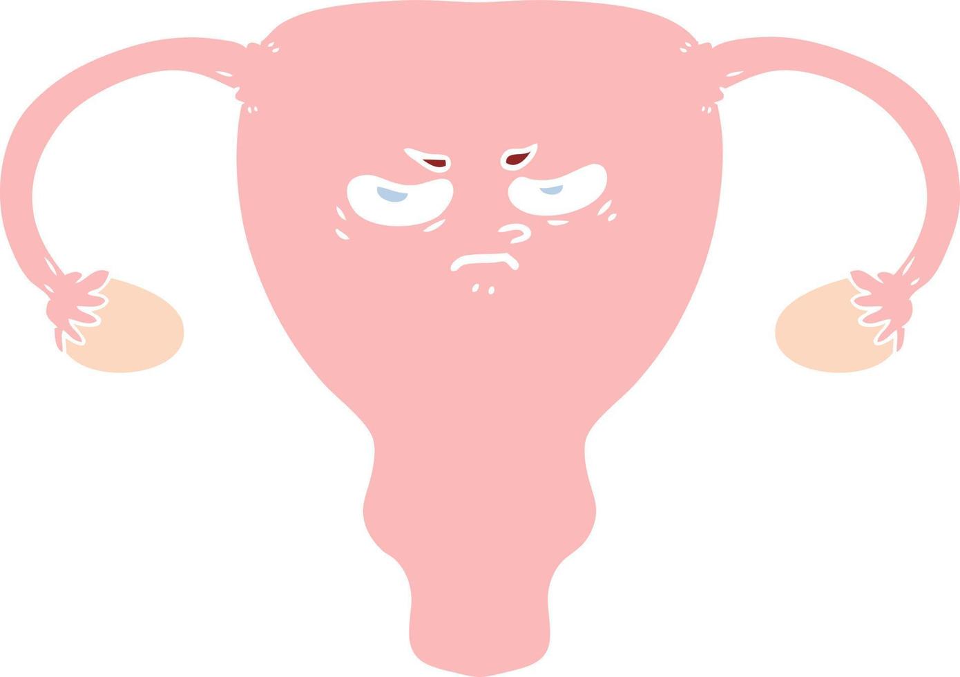 flat color style cartoon angry uterus vector