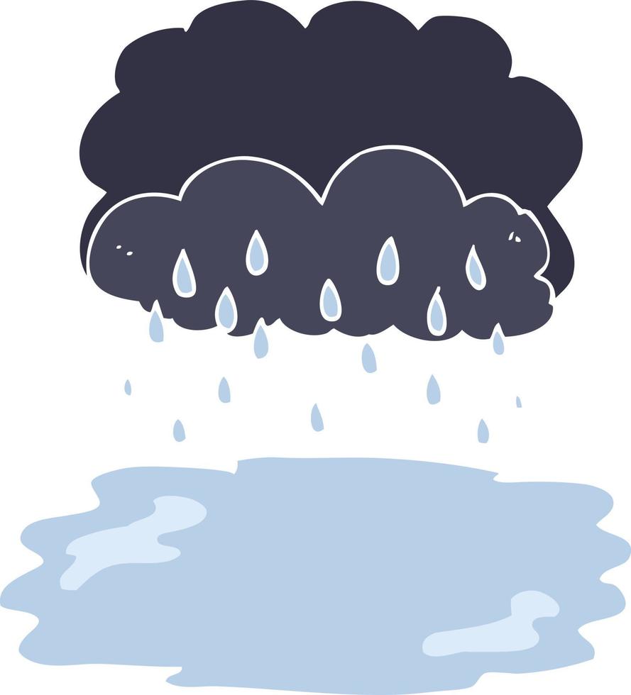 ilustración de color plano de una nube de lluvia de dibujos animados vector