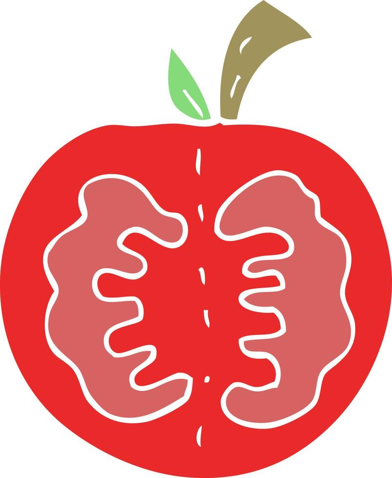 flat color illustration of a cartoon tomato vector