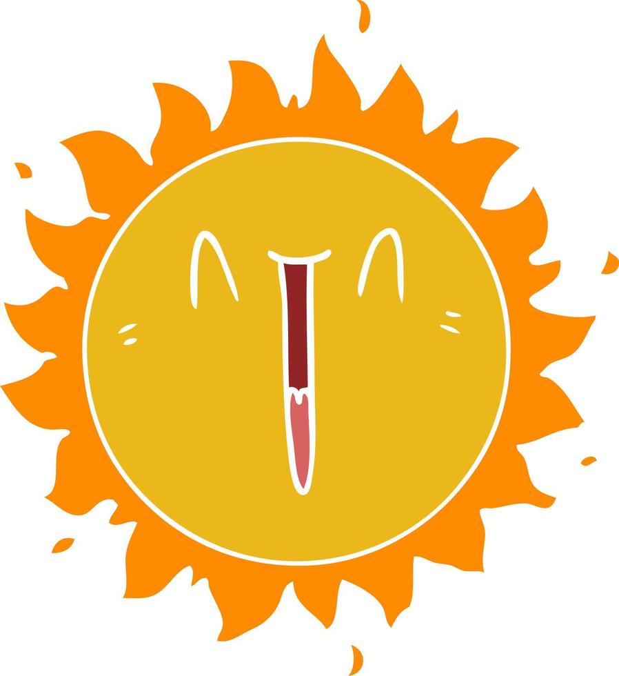 happy flat color style cartoon sun vector