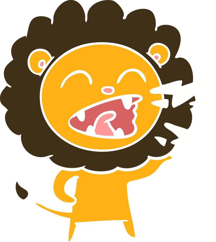 flat color style cartoon roaring lion vector