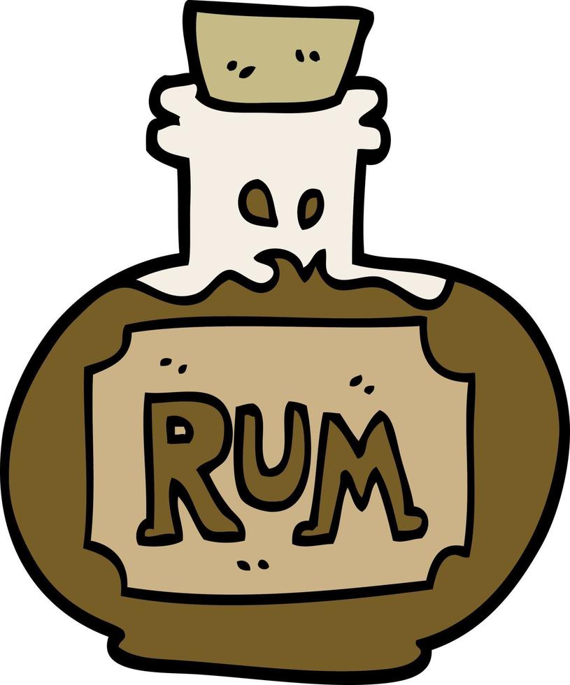 cartoon doodle old bottle of rum vector