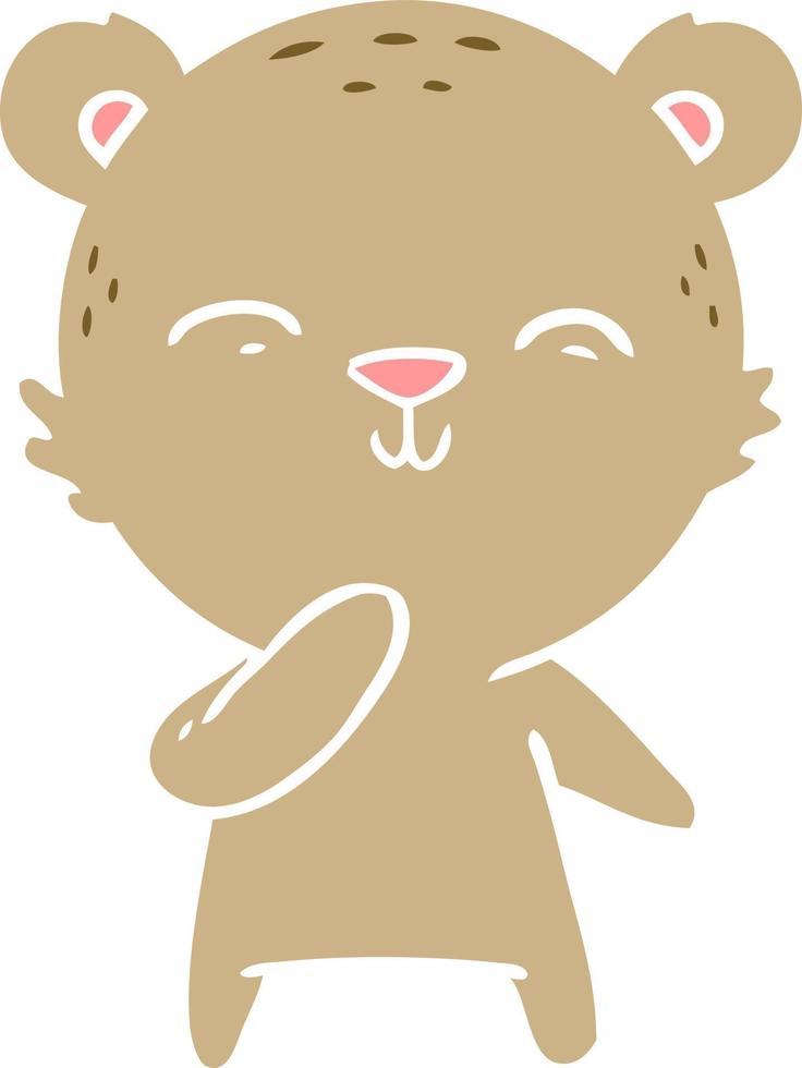 happy flat color style cartoon bear vector