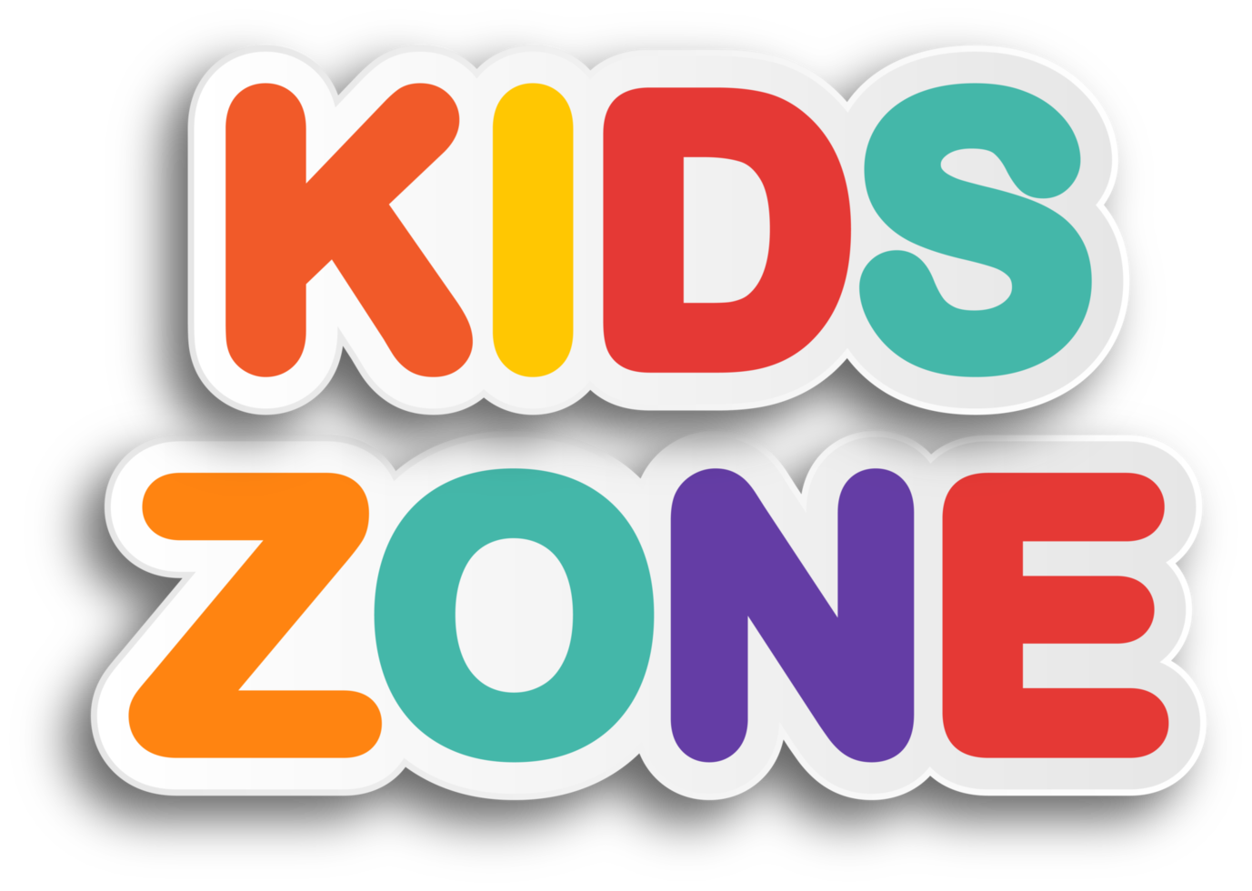 Colorful Kids Zone Lettering png