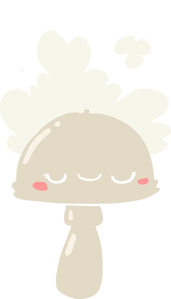 flat color style cartoon mushroom with spoor cloud vector