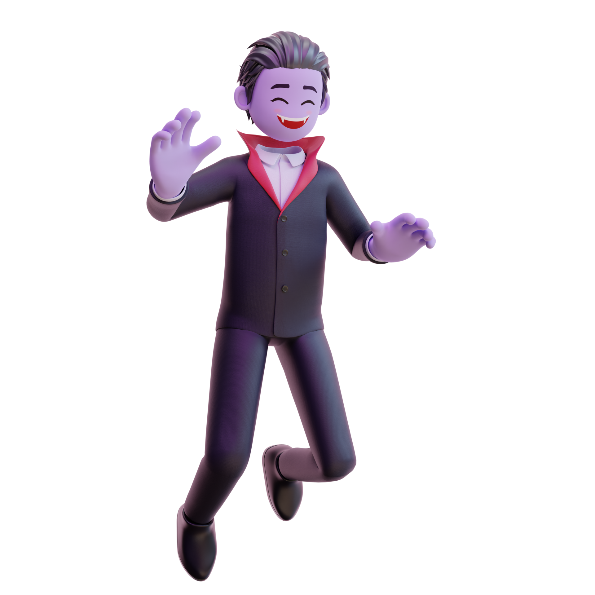 3d vampire character happy jump, Happy halloween. 12174053 PNG