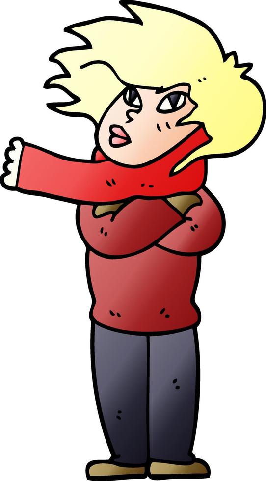 cartoon doodle girl with scarf vector