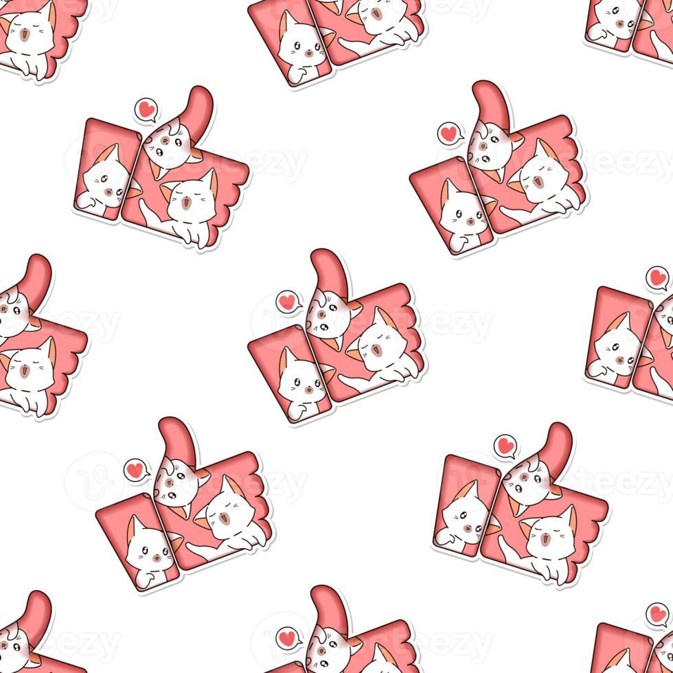 seamless pattern of cat cartoon png