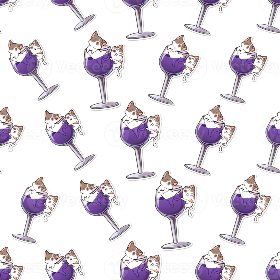 seamless pattern of cat cartoon png