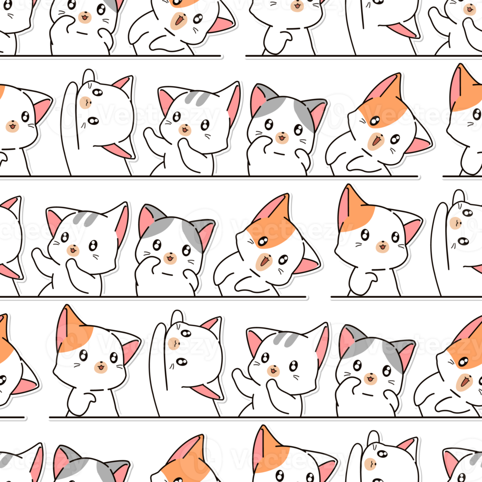 cat cartoon seamless pattern png