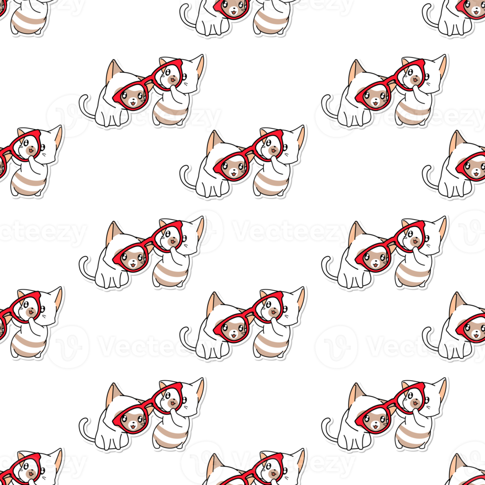 seamless pattern of cat cartoon png