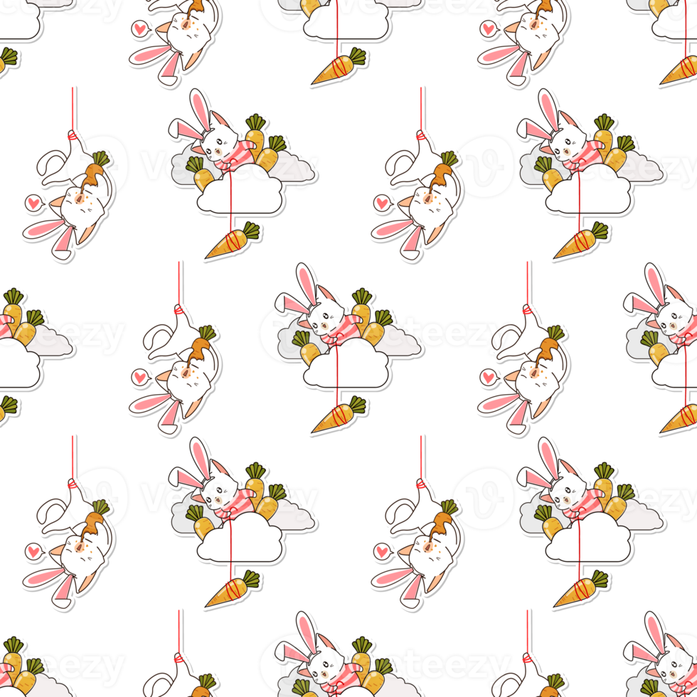 seamless pattern of cat cartoon png