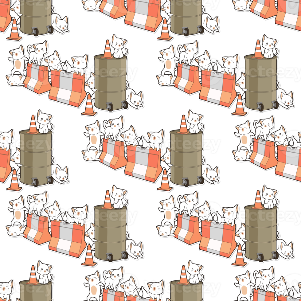 cat cartoon seamless pattern png