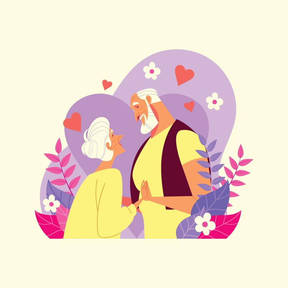 Romantic and Healthy Old Couple vector