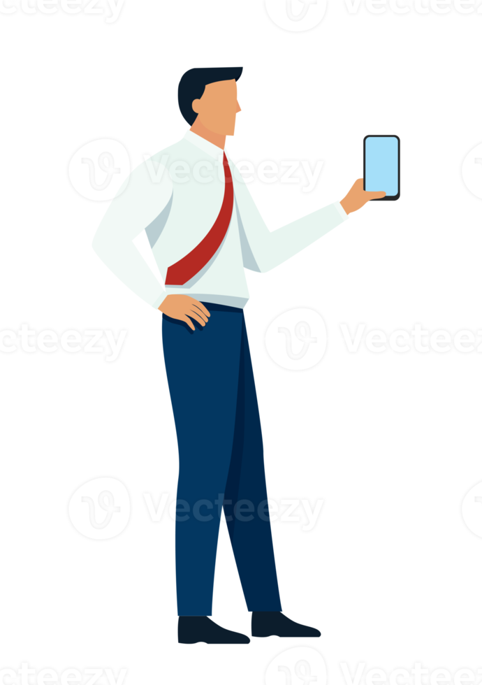 man holding out hand to show smartphone screen png