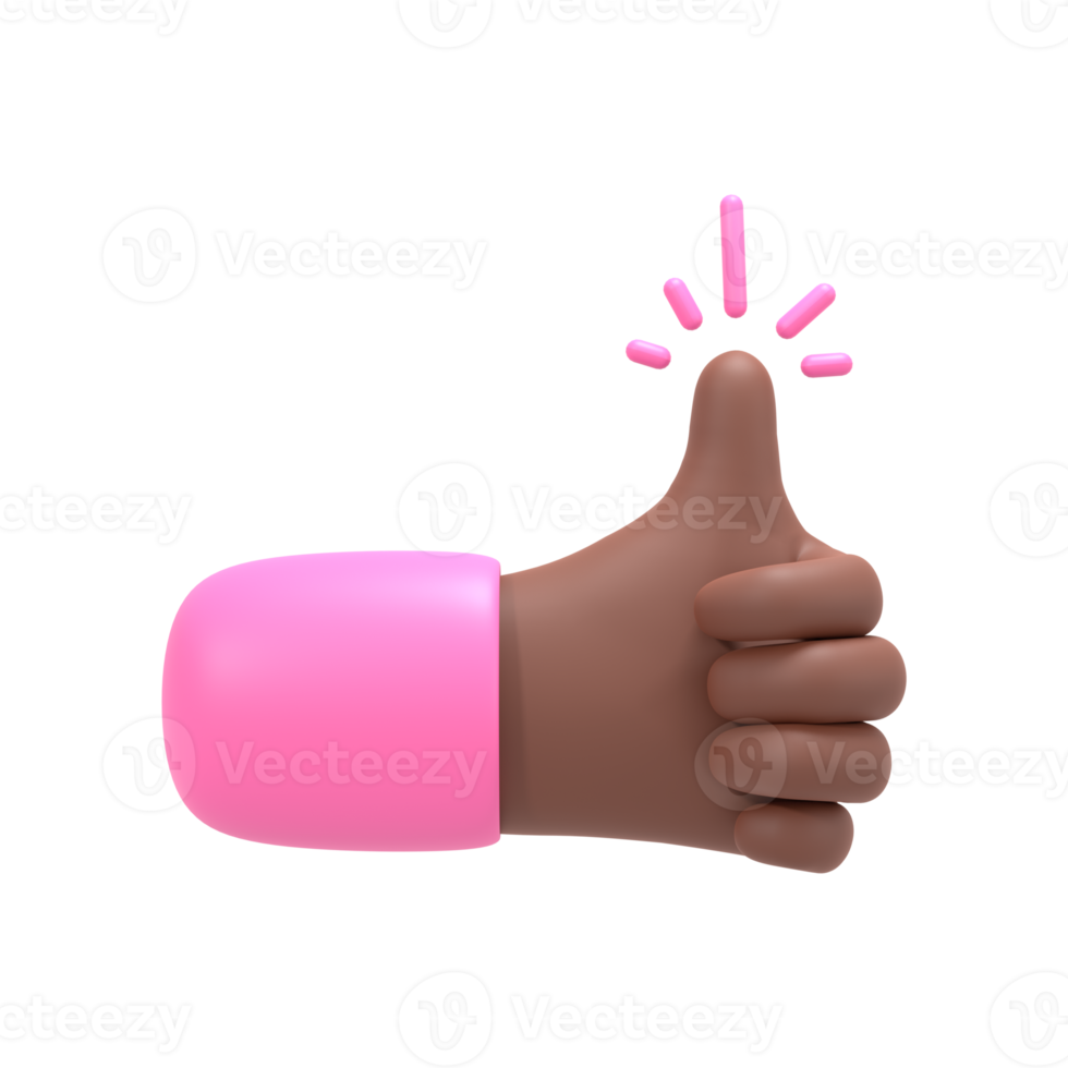 brown thumb up hand gesture 3d icon png