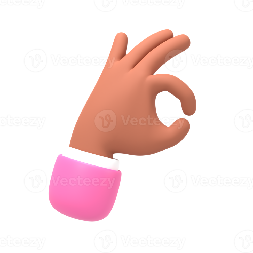 brown approve hand gesture 3d icon png