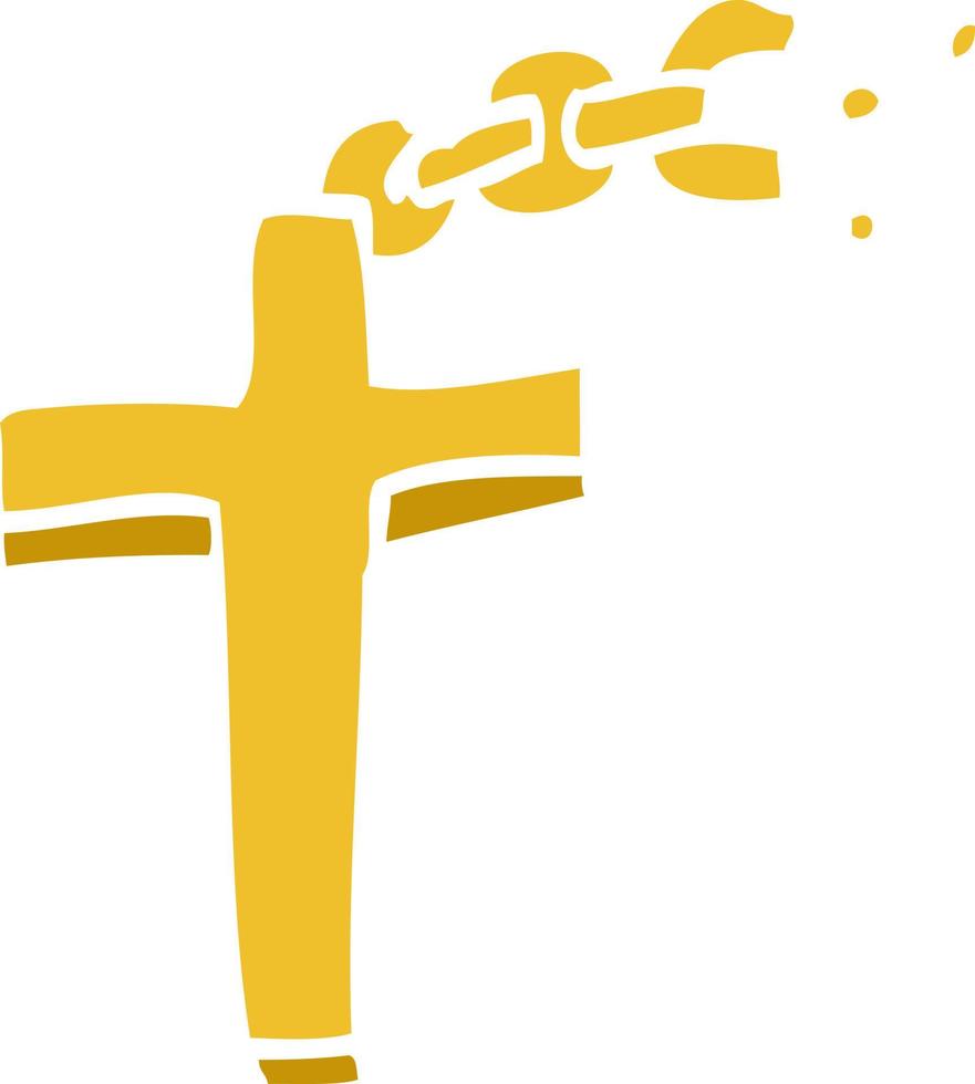 cartoon doodle crucifix on chain vector