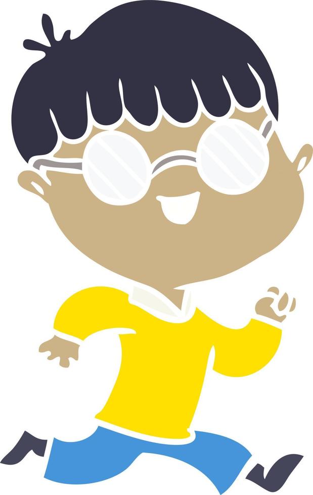 niño de dibujos animados de estilo de color plano con gafas vector