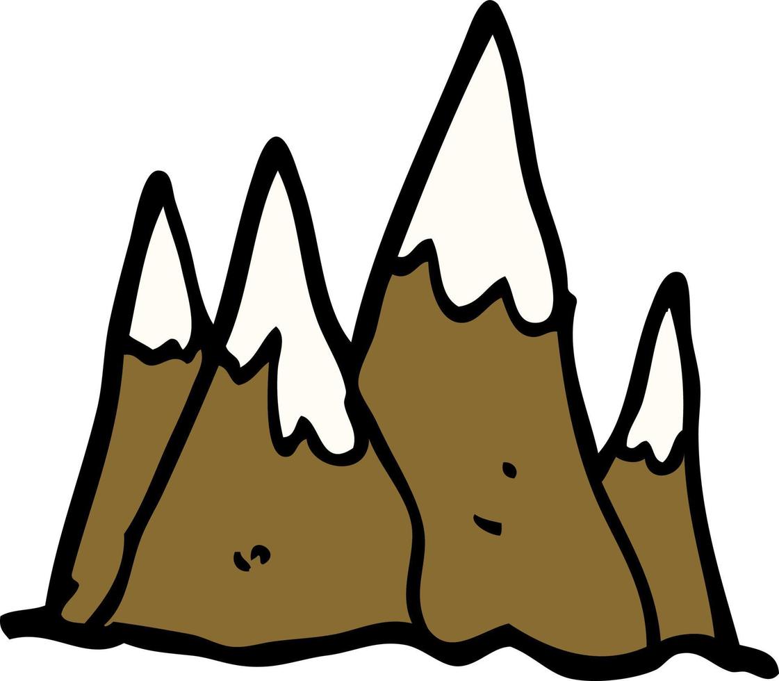 cartoon doodle mountain range vector