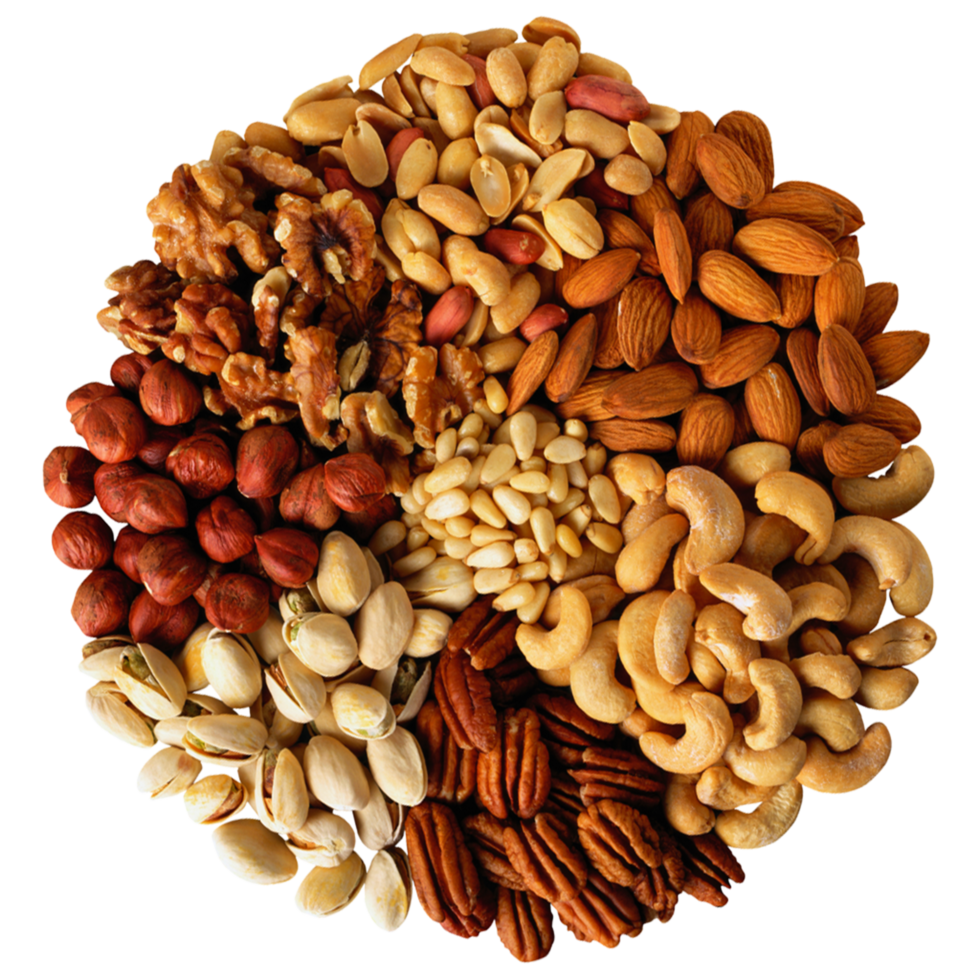 ilustración de nueces variadas, nueces de anacardo, pistachos, alimentos naturales, frutos secos, nutrición png