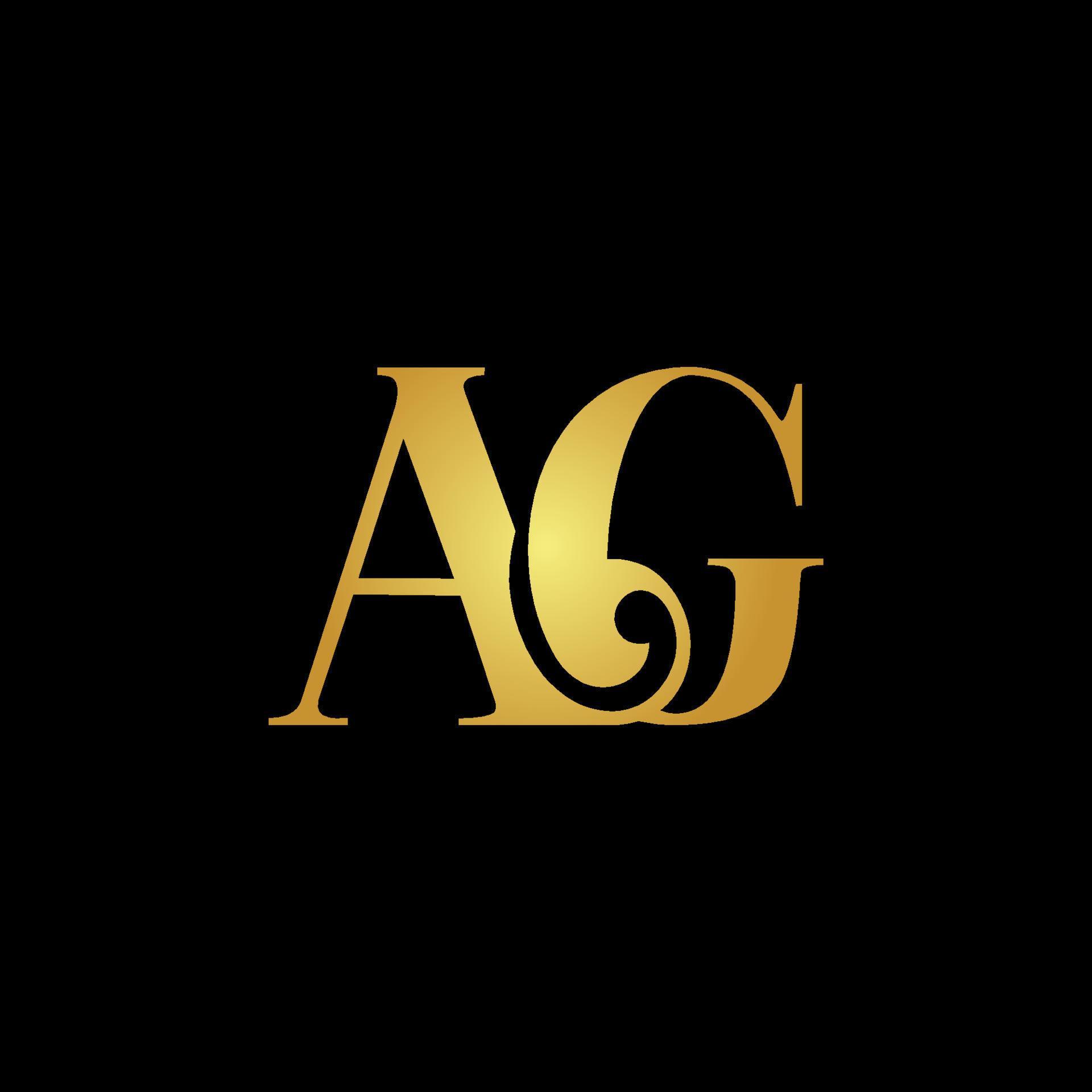 Initial Letter AG A G Logo. AG Letter Icon Logo Gold Color on Black ...