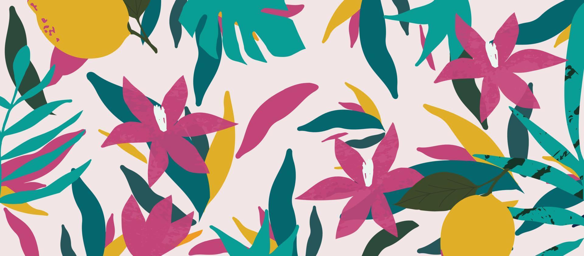 Cute garden flowers and leaves colorful pattern. Botanical vector illustration design for fashion, fabric, wallpaper, cards, prints