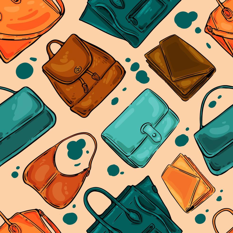 Doodle Bags Seamless Pattern Background 12175146 Vector Art at Vecteezy