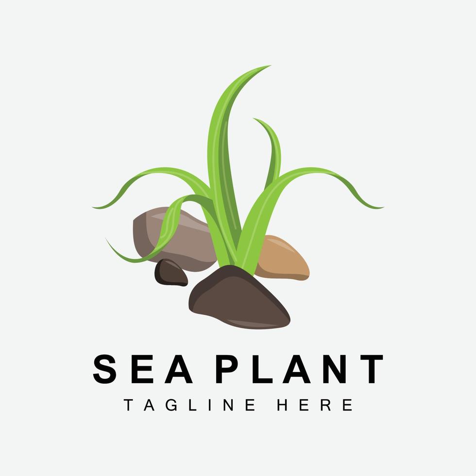 Seaweed Logo, Sea Plants Vector Design, Grocery And Nature Protection