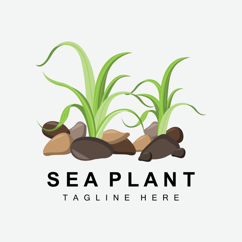 Seaweed Logo, Sea Plants Vector Design, Grocery And Nature Protection
