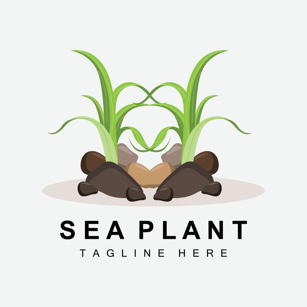 Seaweed Logo, Sea Plants Vector Design, Grocery And Nature Protection