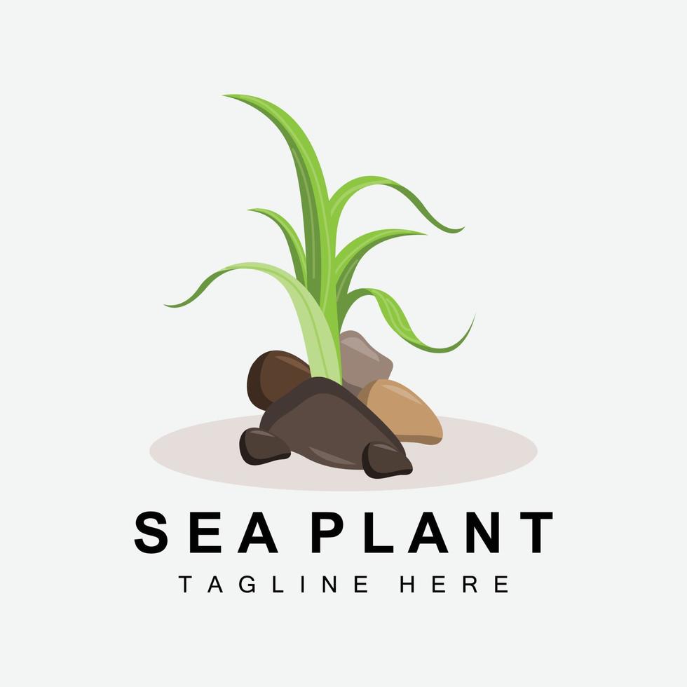 Seaweed Logo, Sea Plants Vector Design, Grocery And Nature Protection