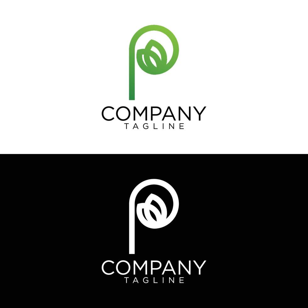 diseño de logotipo de hoja p y plantillas de vectores premium