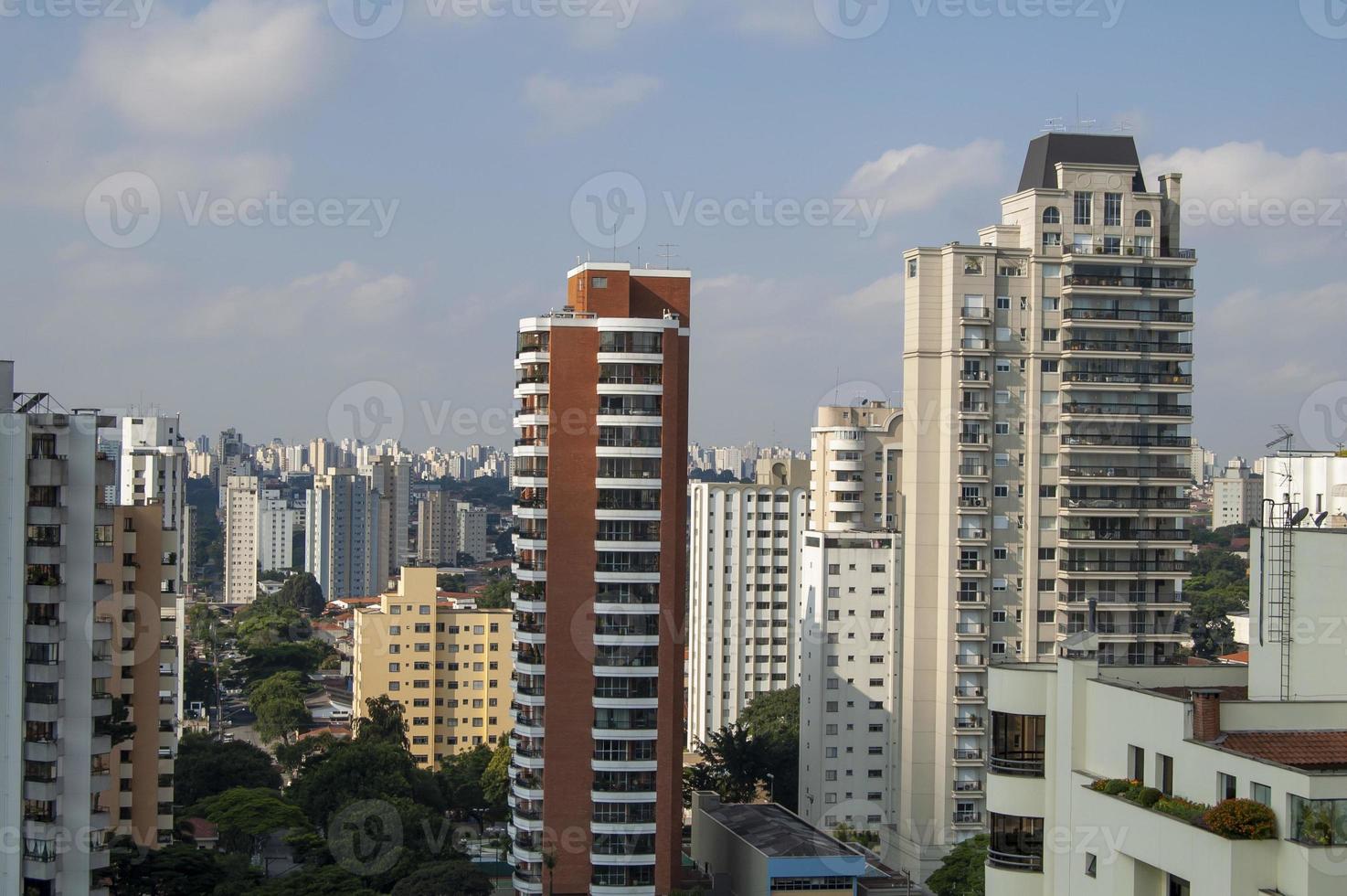 skyline view with various buildings and skyscrapers in Sao Paulo city photo