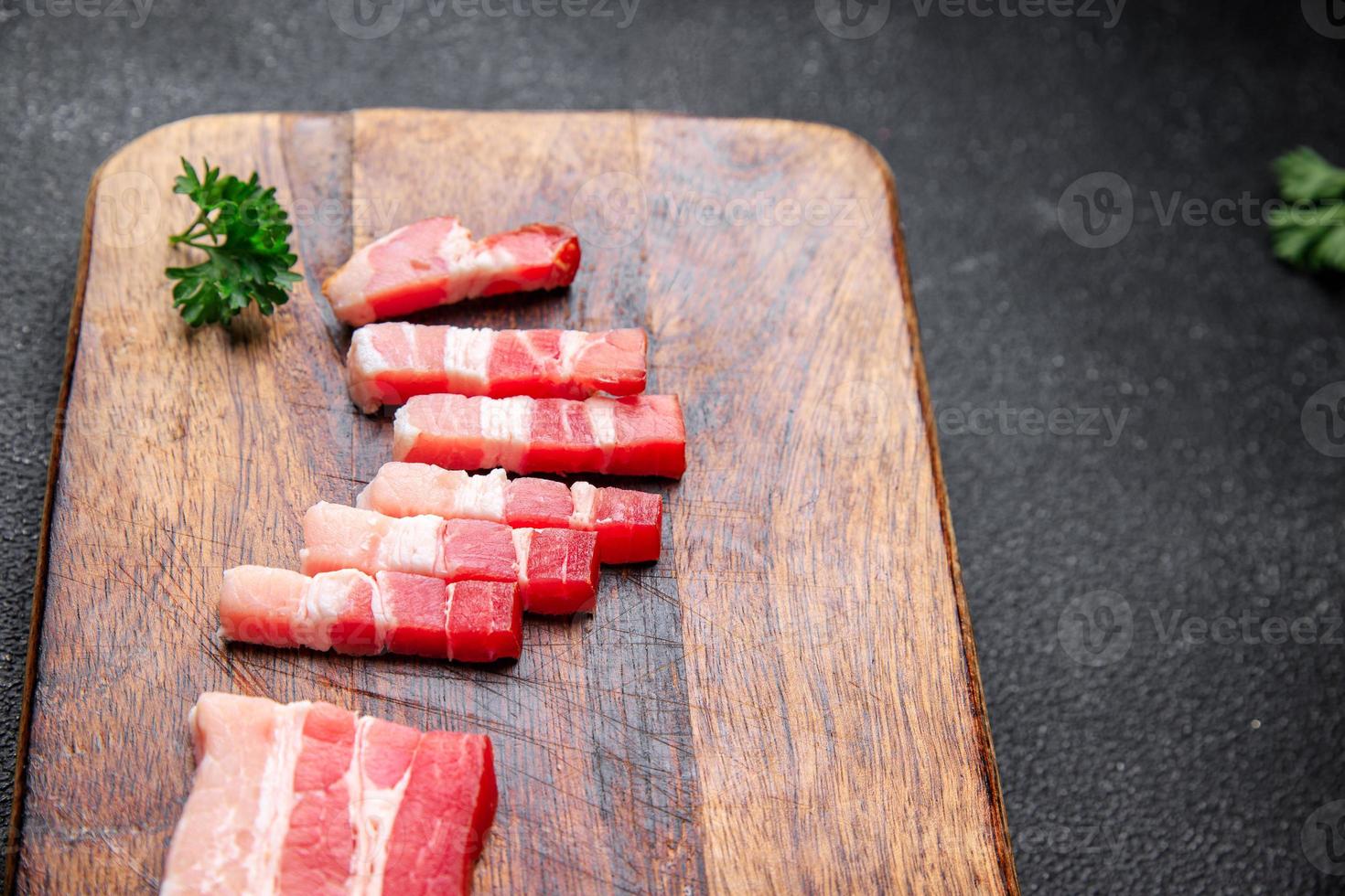 bacon strips pork lard meat meal food snack on the table copy space