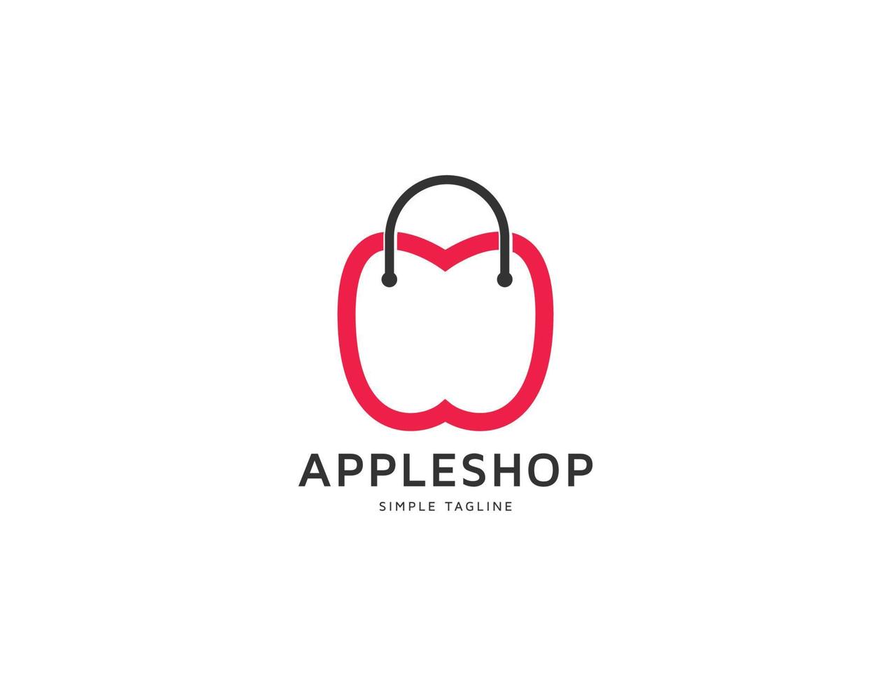 logo de bolsa de compras con ilustración de fruta de manzana vector