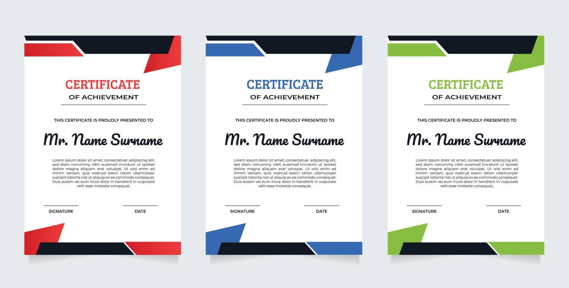 Modern employee certificate template design for multipurpose vector