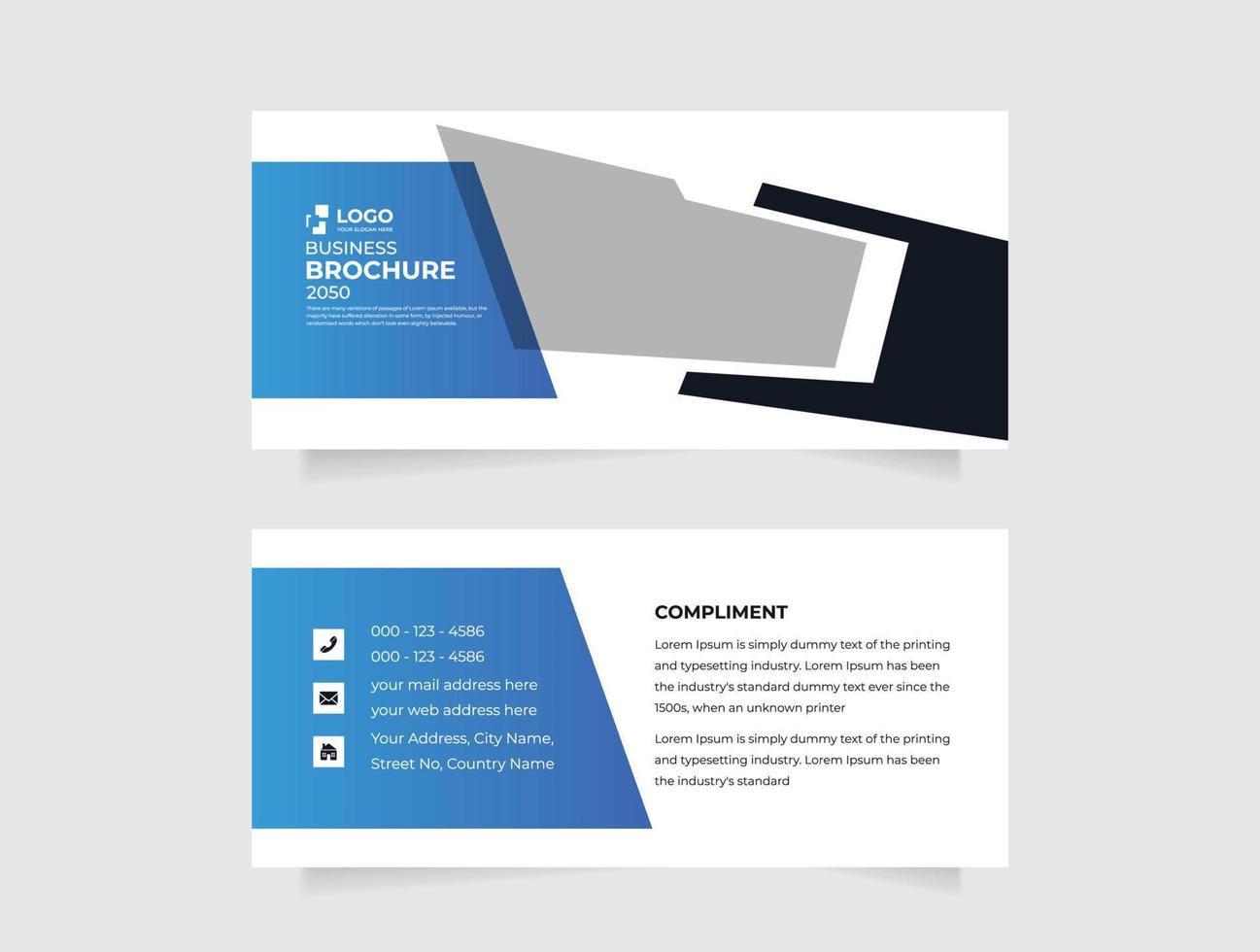 el diseño de la tarjeta de complemento azul comercial es un vector editable