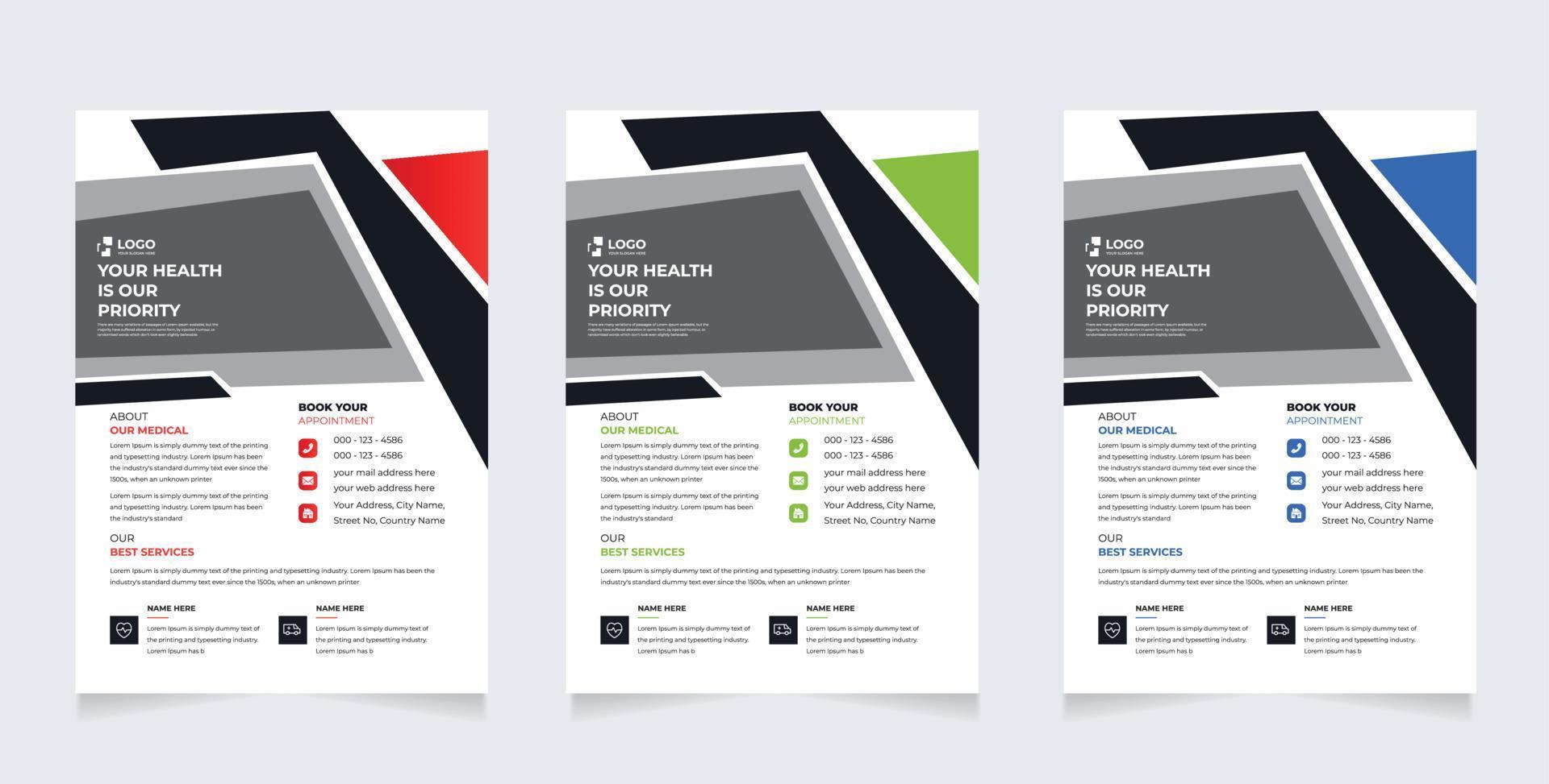 Medical Brochure. Flyer Design. Leaflets a4 Template. Cover Book and Magazine. Annual Report vector