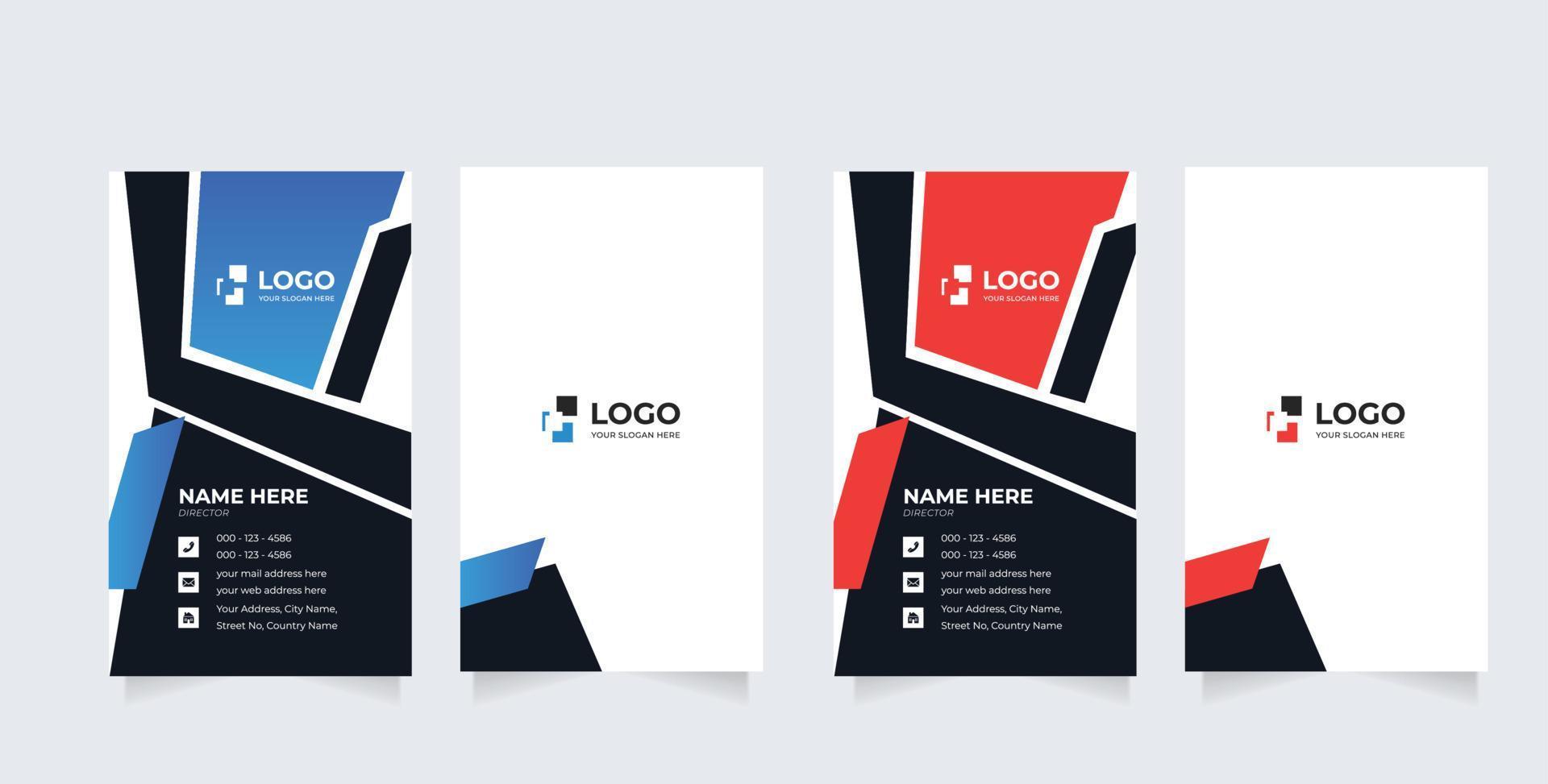 modern vertical business card print templates. Personal visiting card vector