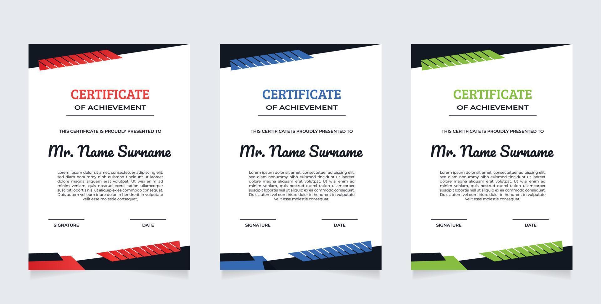 Modern Portrait certificate template vector perfect for excellence, achievement, appreciation or completion