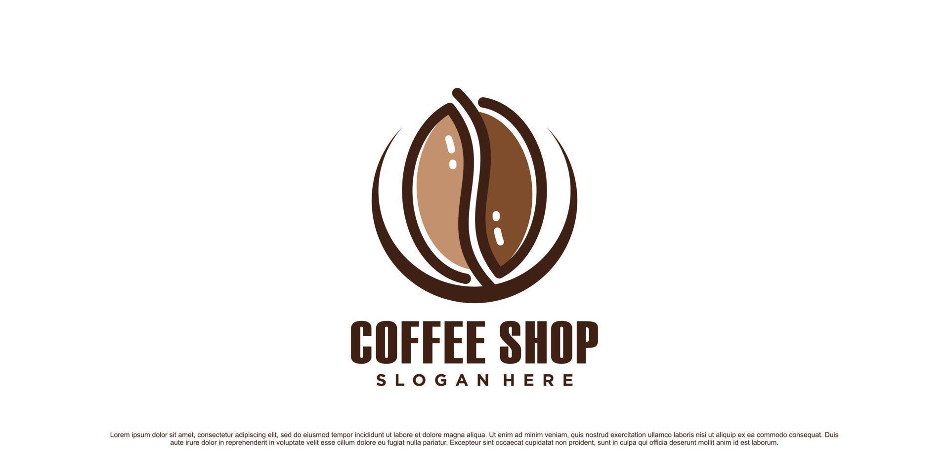 Coffee logo design illustration with coffee bean icon and creative concept vector